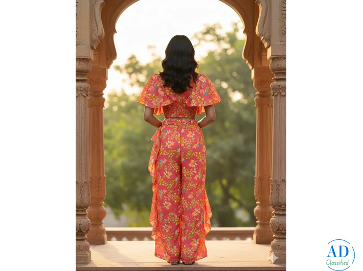 Shop Trendy Women’s Floral Printed Ruffle Co-Ord Set