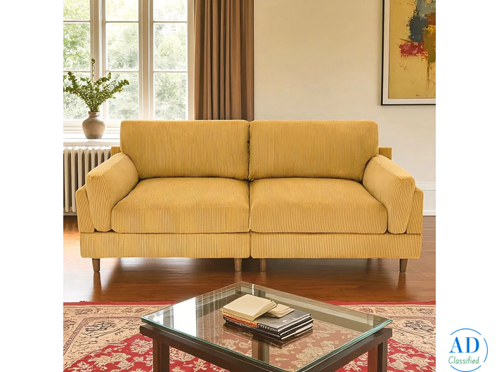 Mustard Chenille Low-Profile Sofa