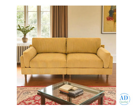 Mustard Chenille Low-Profile Sofa