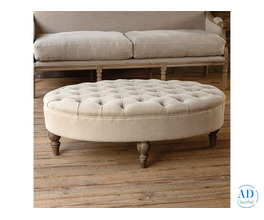 Wide Tufted Oval Standard Ottoman