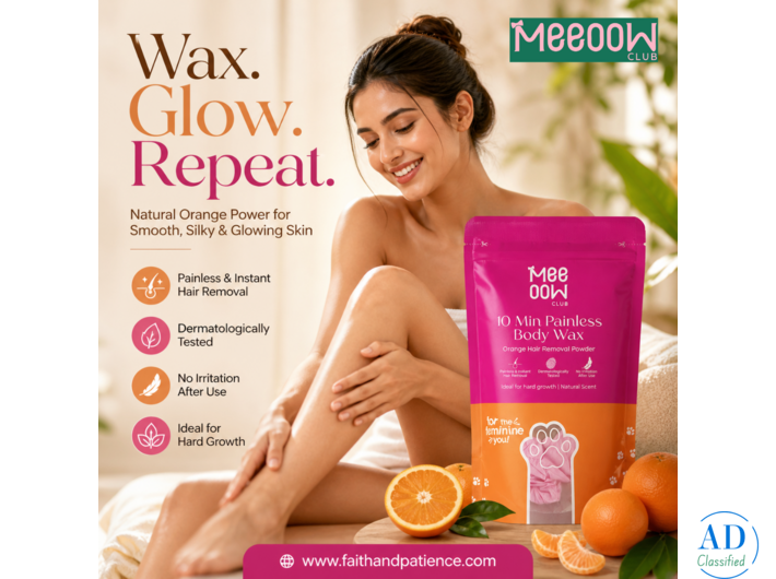 10 Min Painless Body Wax | Orange Hair Removal Powder for Smooth & Glowing Skin