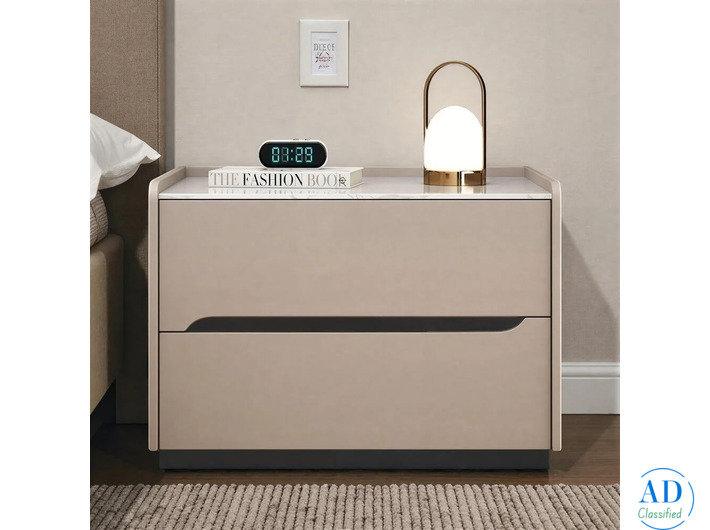 Taupe Gloss 2-Drawer Nightstand