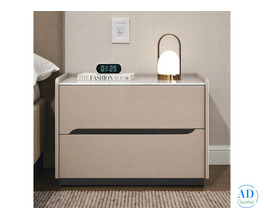 Taupe Gloss 2-Drawer Nightstand