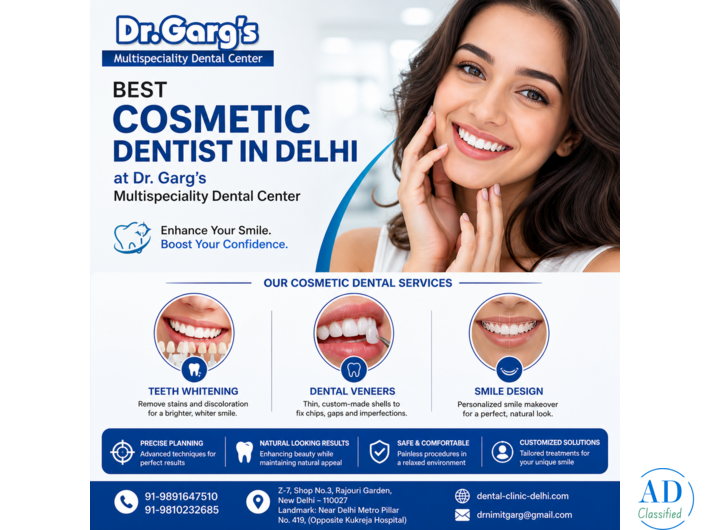Best Cosmetic Dentist in Delhi at Dr. Garg’s Multispeciality Dental Center