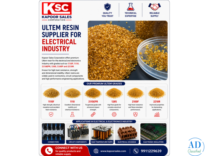 Kapoor Sales Corporation Ultem Resin Supplier for Electrical Industry