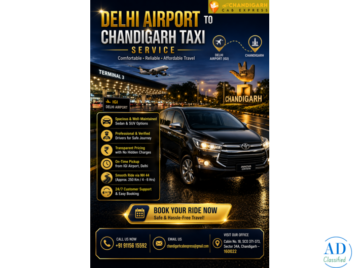 Delhi to Chandigarh Taxi Service