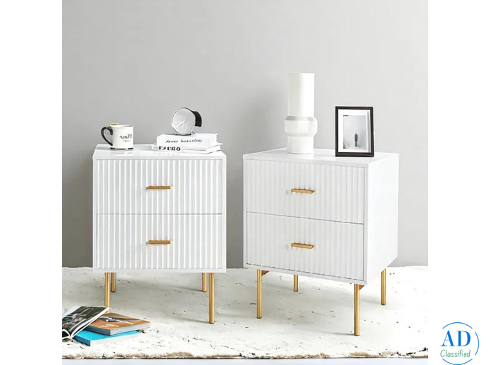 Modern Ribbed White Nightstand