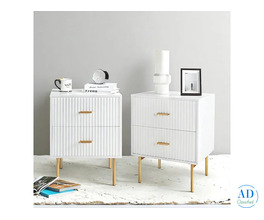 Modern Ribbed White Nightstand