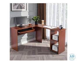 NovaCorner Warm Brown L-Shaped Desk with Storage