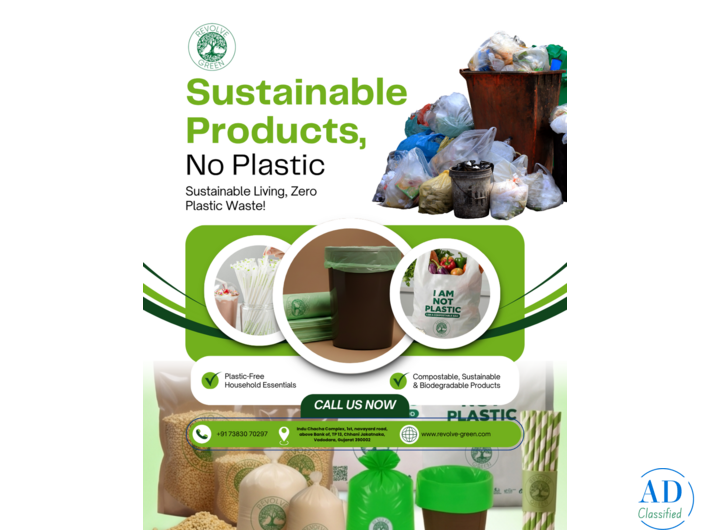 Biodegradable Products — Carry Bags, Garbage Bags & PLA Straws | CPCB Certified | Revolve Green