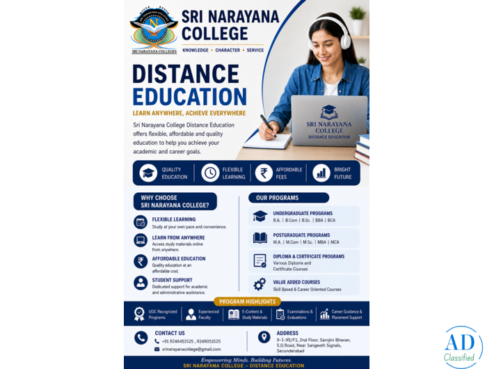 Distance/Online Degree Courses in Hyderabad