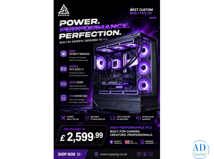 Best Custom Built PCs UK – Ryzen  X3D + RTX   Ti