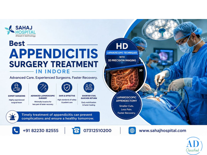 Best Appendicitis Surgery Treatment in Indore – Sahaj Hospital