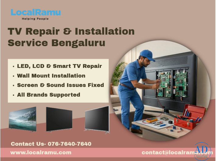 LocalRamu TV Repair Service in Bengaluru Fast, Affordable and Doorstep Smart TV Repair Near You