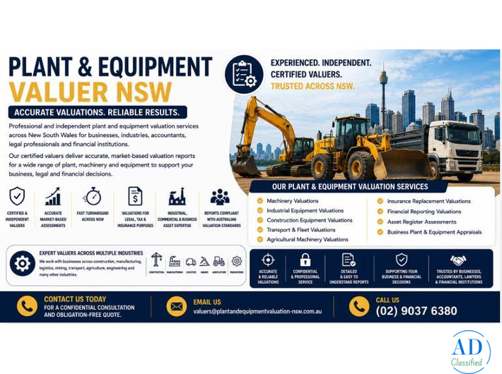 Plant and Equipment Valuer NSW – Certified Machinery Valuation Experts