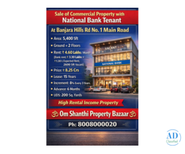 Sale of commercial property with  National bank tenant at Banjarahills rd no 1