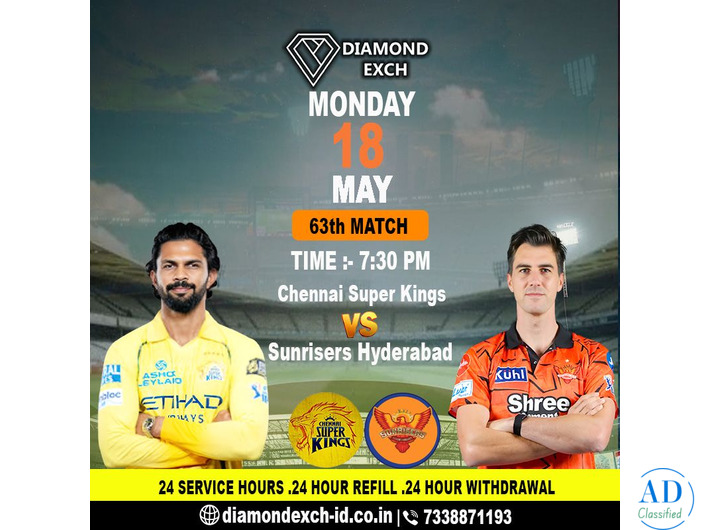 Diamond Exchange ID CSK vs SRH IPL   Live Match Updates Tonight.