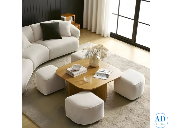 Lumina Cube Pouf Quartet with Table