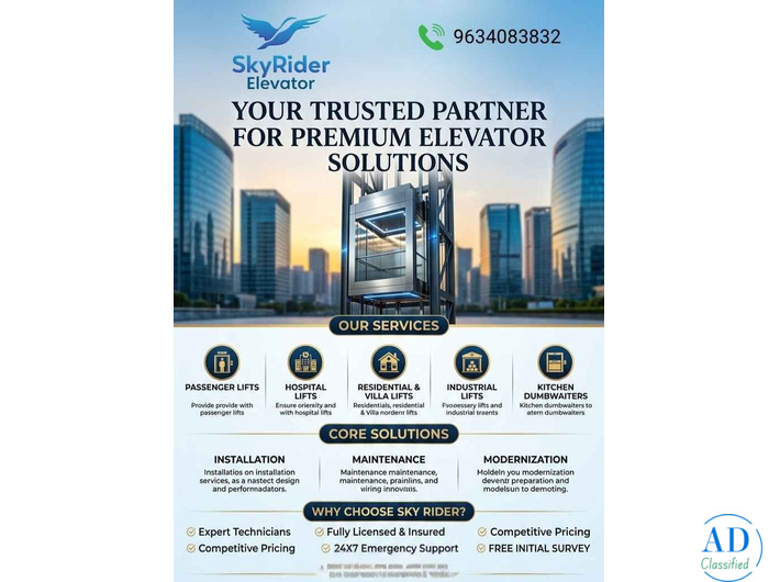 Elevator Repair Service in Gurugram by Sky Ryder Elevator