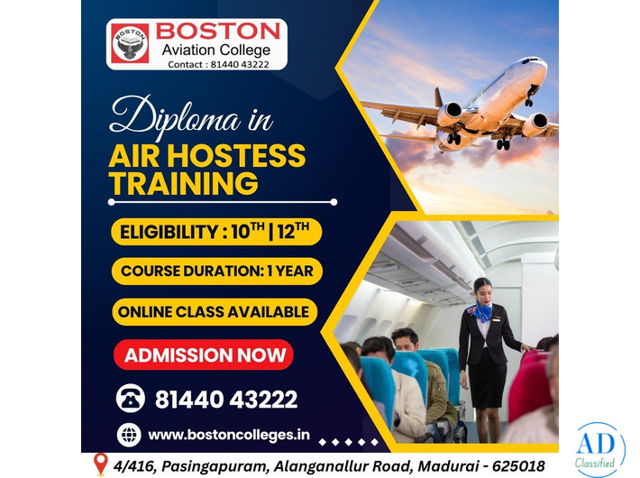 Air Hostess Training in Madurai – Your Gateway to Airline Careers at Boston Aviation College