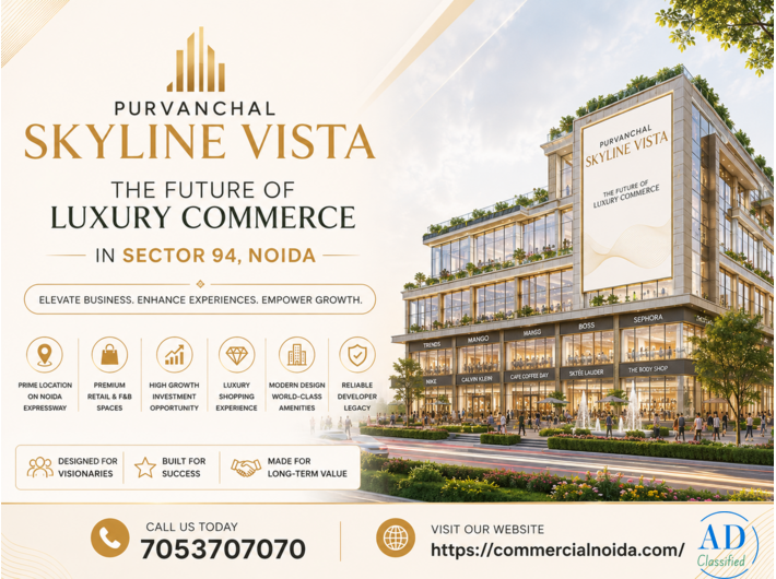 Posh Commercial Office Spaces & Shops at Purvanchal Skyline Vista, Sector 94, Noida