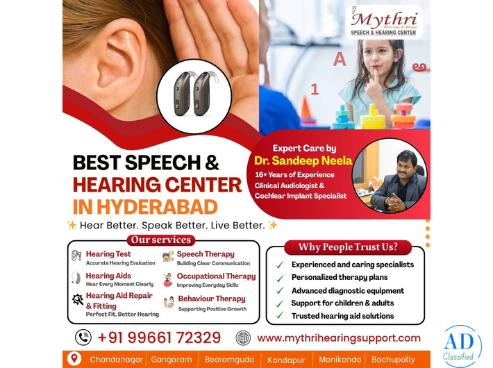 Best Speech and Hearing Center in Bachupally, Hyderabad- Mythri Speech and Hearing Center