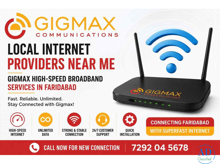 Local Internet Providers Near Me – Gigmax High-Speed Broadband Services in Faridabad