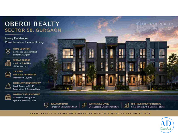 Oberoi Realty Sector 58 Gurgaon New Launch Flats