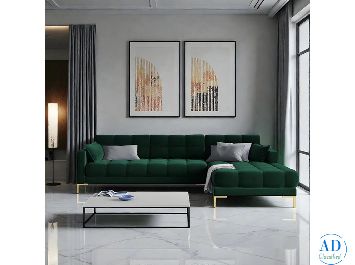 Emerald Luxe Tufted Chaise Sectional