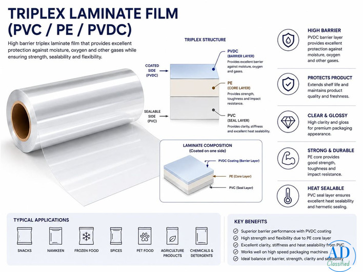 Triplex Laminate Film PVC PE PVDC Wholesale in Tamil Nadu
