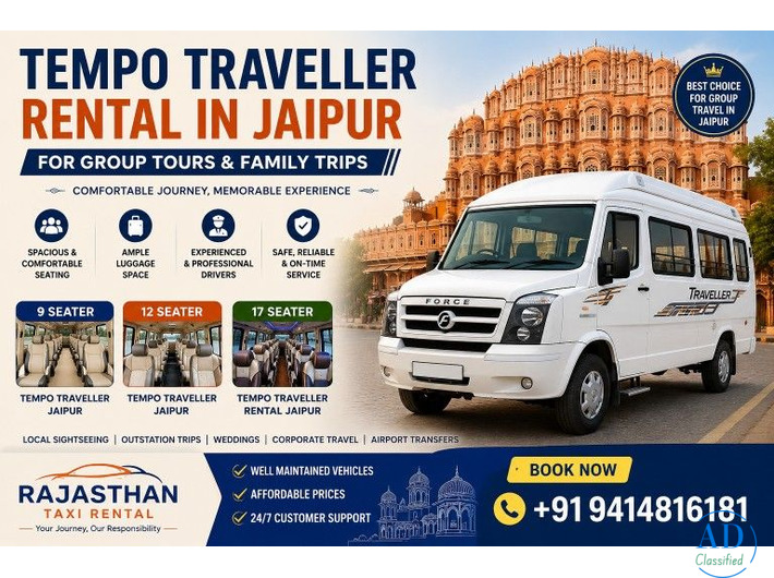 Tempo Traveller Rental In Jaipur for Group Tours & Family Trips