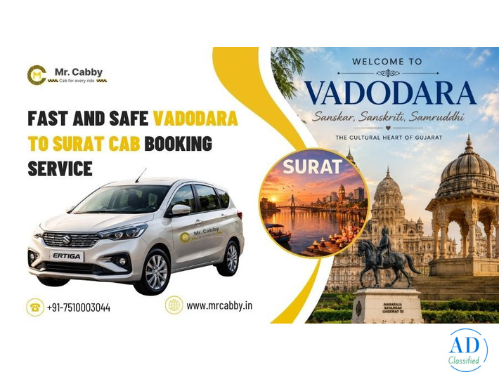 Book Vadodara to Surat Cab Cab Service & Get Up to 10% off