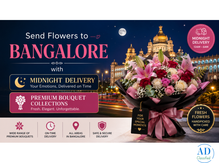 Send Flowers to Bangalore with Midnight Delivery and Premium Bouquet Collections