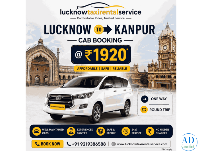 Lucknow to Kanpur Cab Booking One Way or Round Trip