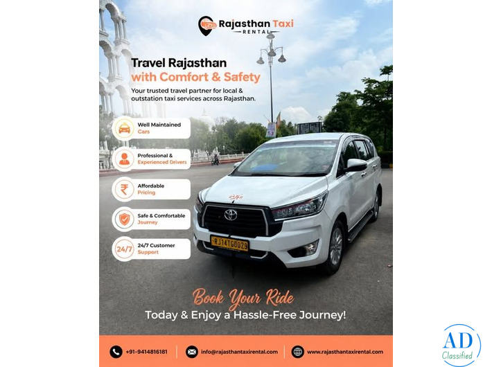 Taxi Service in Rajasthan | 24/7 Cab Booking Available