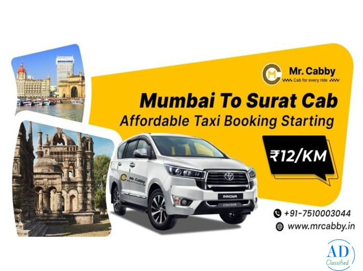 Mumbai to Surat Cab – Affordable Taxi Booking Starting ₹12/Km