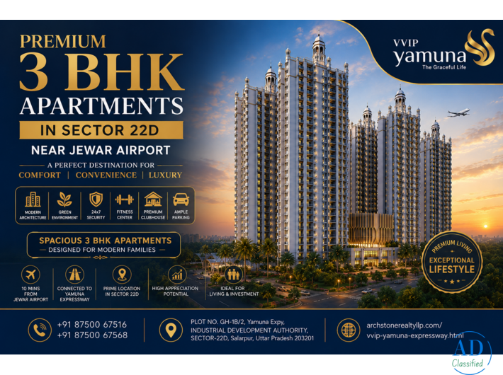 Premium 3 BHK Apartments in Sector 22D Near Jewar Airport