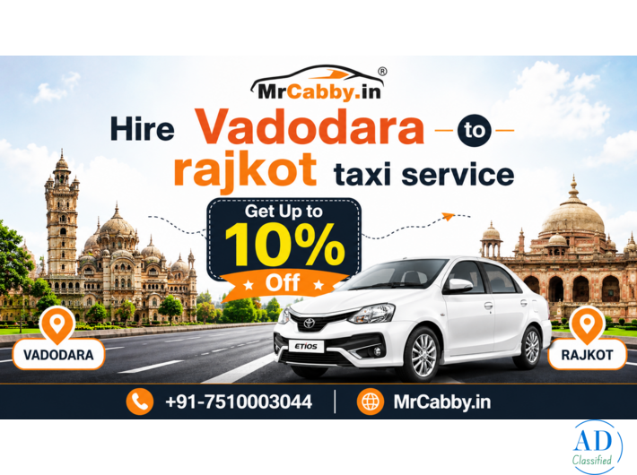 Hire Affordable Vadodara to Rajkot Taxi Service with MrCabby