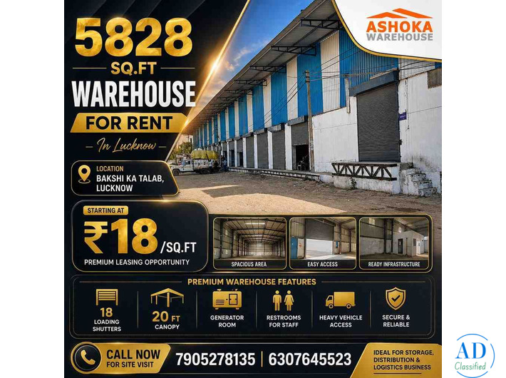 Sq Ft Warehouse for Rent in Lucknow |   Sq Ft Warehouse Near NH-24 for Logistics & Storage