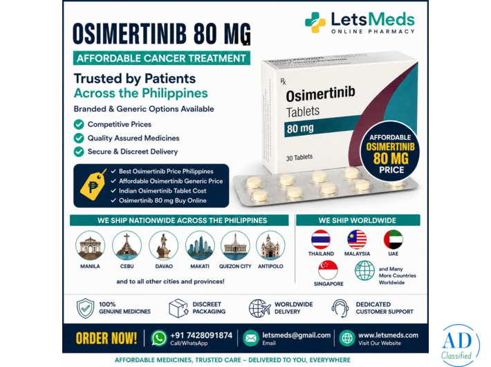 Indian Osimertinib Tablet Cost with Delivery to Cebu, Davao and Manila