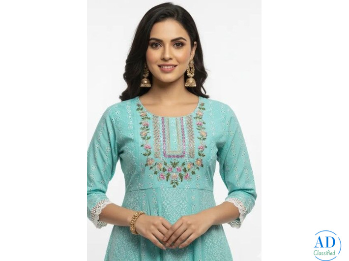 Aqua Blue Embroidered Suit Set – Gentle Colour, Strong Compliments
