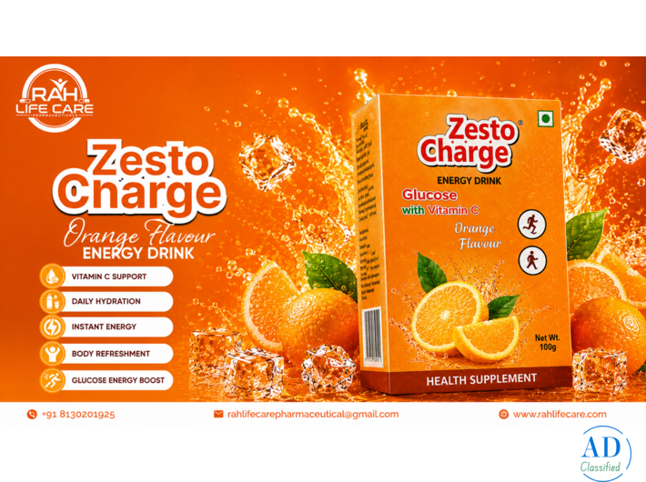 Orange Flavour Energy Drink with Zesto Charge Brand