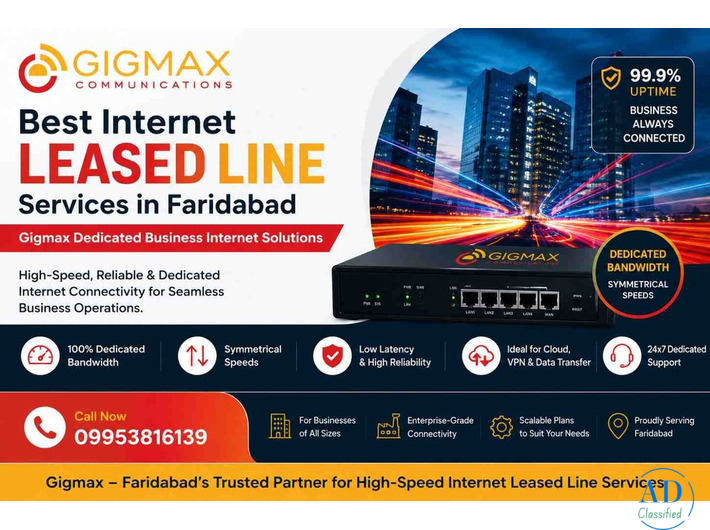 Internet Leased Line Services in Faridabad | Gigmax  Business Internet Solutions