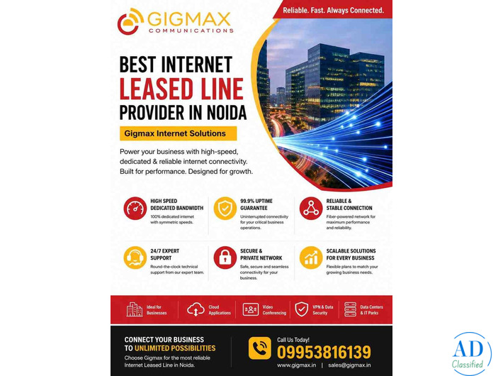 Best Internet Leased Line Provider in Noida Gigmax Internet Solutions