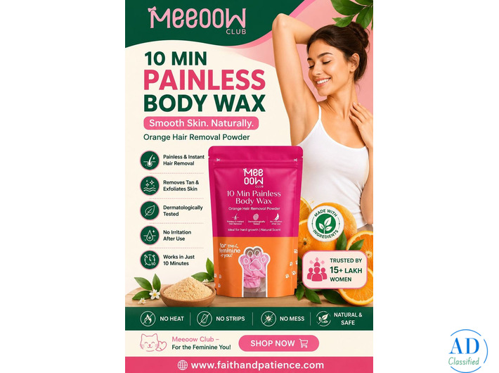 10-Minute Painless Body Wax – Herbal Orange Hair Removal Powder by Meeoow Club