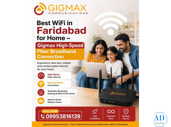 Best WiFi in Faridabad for Home – Gigmax Fiber Broadband Connection
