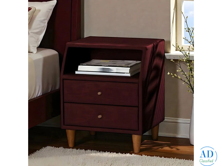 Mid-Century Fabric Upholstered Nightstand