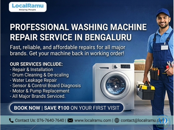Expert Washing Machine Repair Service in Bengaluru with LocalRamu Services