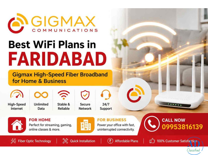 Best WiFi Plans in Faridabad – Gigmax High-Speed Fiber Broadband for Home & Business