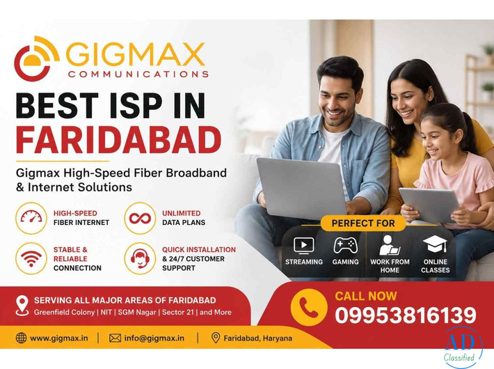 Best ISP in Faridabad – Gigmax High-Speed Fiber Broadband & Internet Solutions